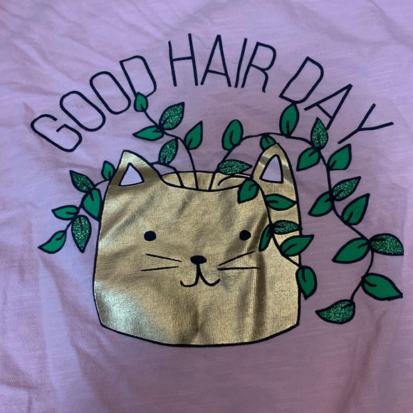Cat good hair day tee. Girls size Medium - Picture 2 of 4
